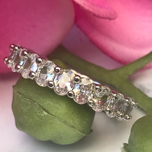 White Gold over 925 diamond eternity wedding ring - Picture 8 of 14